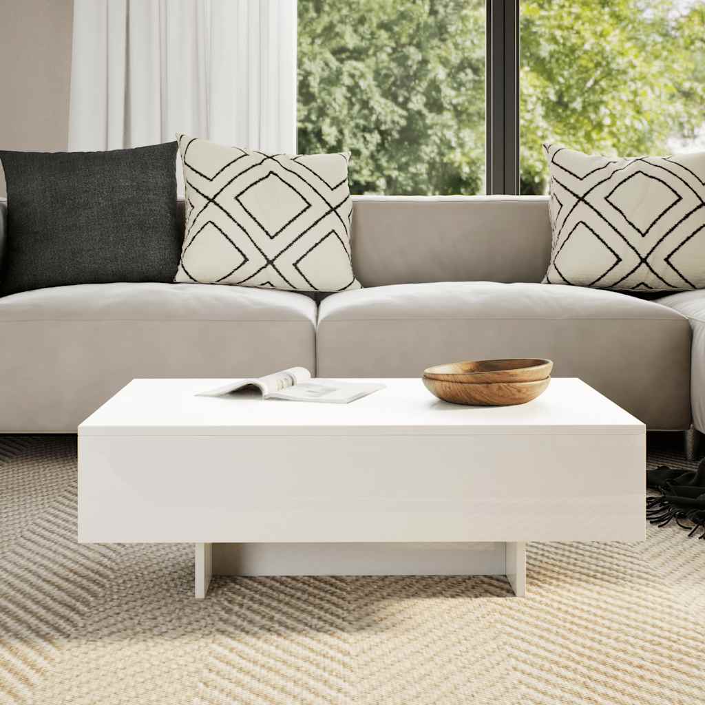 vidaXL Table basse blanc brillant