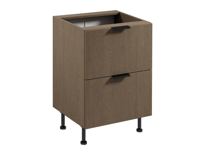 Küchenunterschrank 2 Schubladen Farbe: Eiche Baltic Storm verstellbare Beine Metallgriff Soft-Close Funktion 60 x 52 x 87 cm hochwerti