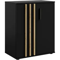 SIDEBOARD Turell 2D Schwarz 60/73/35 cm – Kommode Schmal mit Lamellen