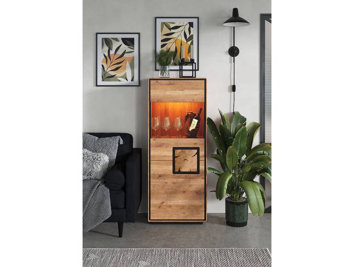 Buffet haut massif Woodrow 60 cm 60 x 152 x 40cm Butoir à gauche Bois/Marron
