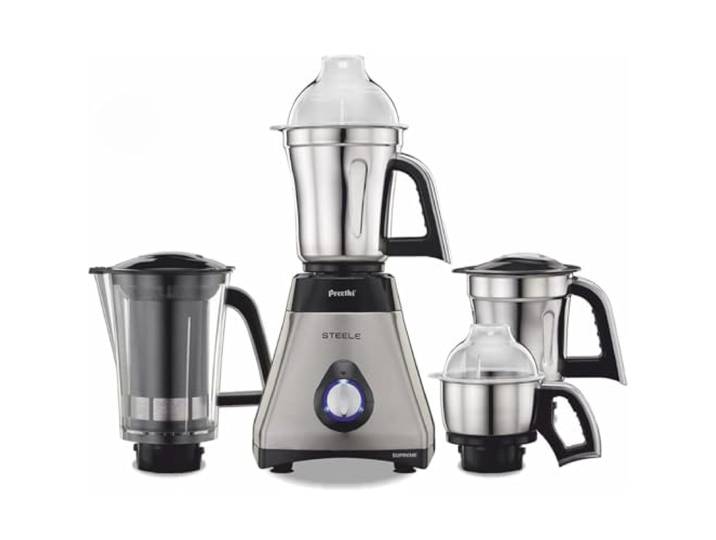 Preethi Blue Leaf Diamond 750-Watt Mixer Grinder with 3 Jars, Blue/White Royal Rapture Küchengerät, Standmixer Maschine, Gewürz Masala Chutney Teig, Küchenmaschine, südasiatisch