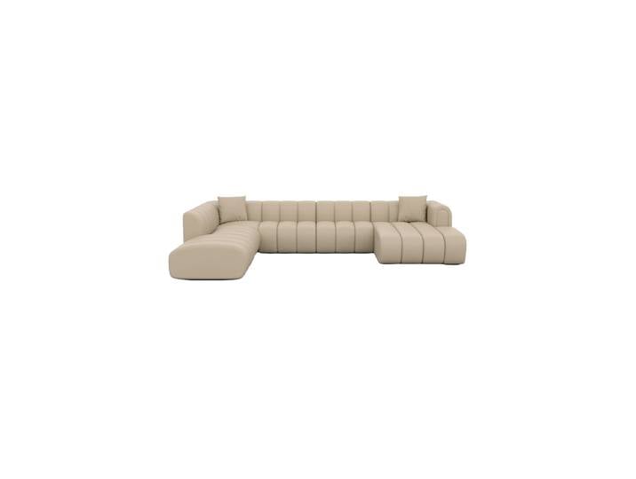 7-Sitzer Design Echtleder Panorama-Sofa „Oliva Lounge“ Echtleder Beige BLOOMINGLOFT Collection