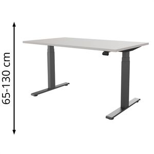 fm-Büromöbel Schreibtisch fouraction lichtgrau / anthrazit, elektrisch höhenverstellbar, 140 x 65-130 x 80 cm