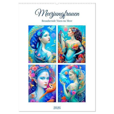 Meerjungfrauen. Bezaubernde Nixen im Meer (Wandkalender 2026 DIN A2 hoch), CALVENDO Monatskalender
