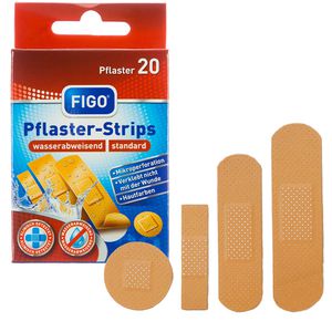 Figo Pflaster Pflaster-Strips, 20 Strips, wasserfest, 4 Größen