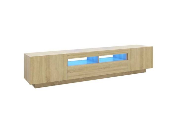 Meuble TV - GENERIQUE - Chêne sonoma - 200x35x40 cm - Lumières LED RVB - Montage nécessaire