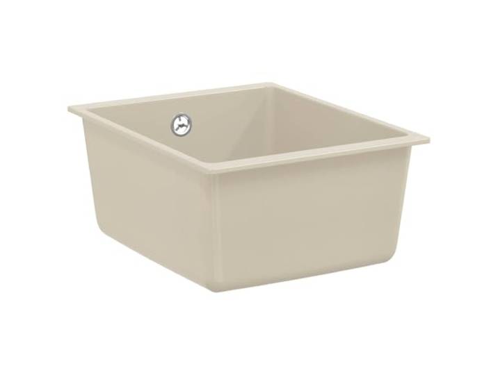 Xhnifbn Granit Küchenspüle Beige 370 x 460 mm Spülbecken Unterbau Hitzebeständig bis 280 °C und kratzfest in der Küche: Pflegeleichtes Quarzkomposit-Becken mit Ablaufsieb.