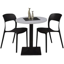 BARTISCH rund Elanur 70 cm schwarz matt/aqua matt lack