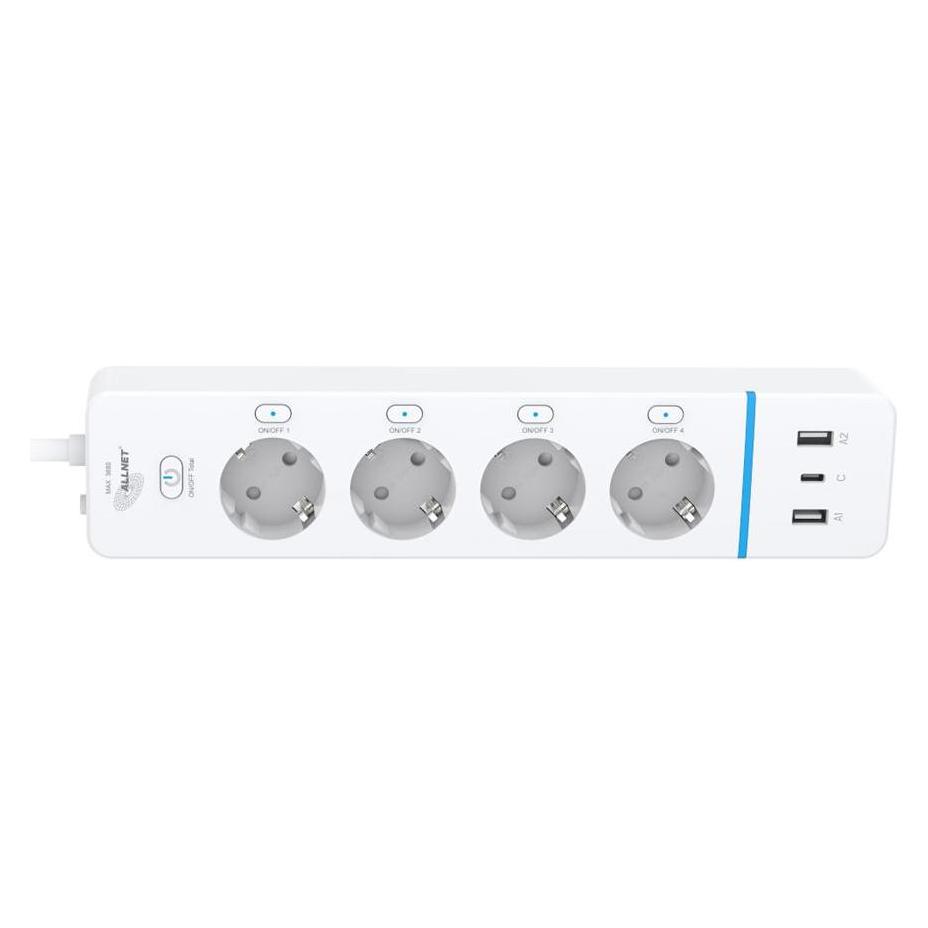 Allnet ESP32 WiFi Schaltsteckdosenleiste ALL3079-4 Smart Plug 4Fach Steckdosenleiste / 2x USB-A & 1x (4x, USB-A, USB-C) (ALL3079-4)