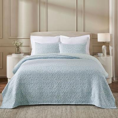 Home City, Inc. Vineyard Matelasse Mini Coverlet Set Sky Blue, Queen, Sky Blue