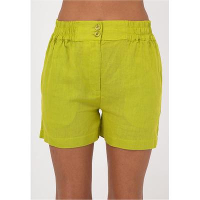 Shorts FRESHLIONS "Amara", Damen, Gr. S, EURO-Größen, grün, 100% Leinen, unifarben, kurz, Hosen Shorts, im klassischen Design