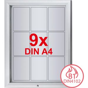 Showdown-Displays Schaukasten T-Linie, B1, außen, 9 x A4, magnetisch, abschließbar, schwer entflammbar
