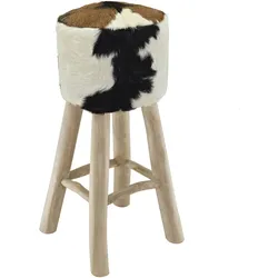 vidaXL Barhocker Ziegenleder und Teak Massivholz