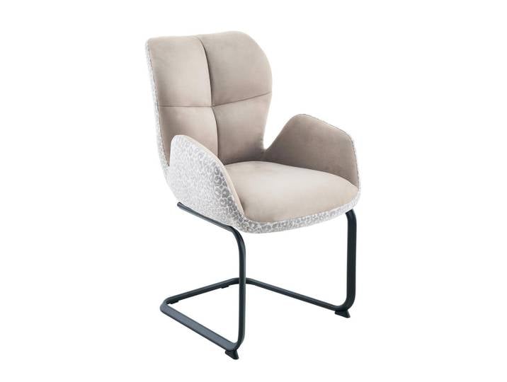 Livetastic Schwingstuhl, Beige, Metall, Leoprint, Flachrohr, 57x89x63 cm, Esszimmer, Stühle, Esszimmerstühle, Schwingstühle