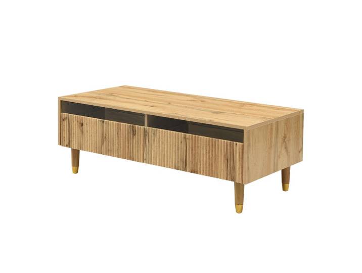 Table basse rectangulaire en bois avec rangements