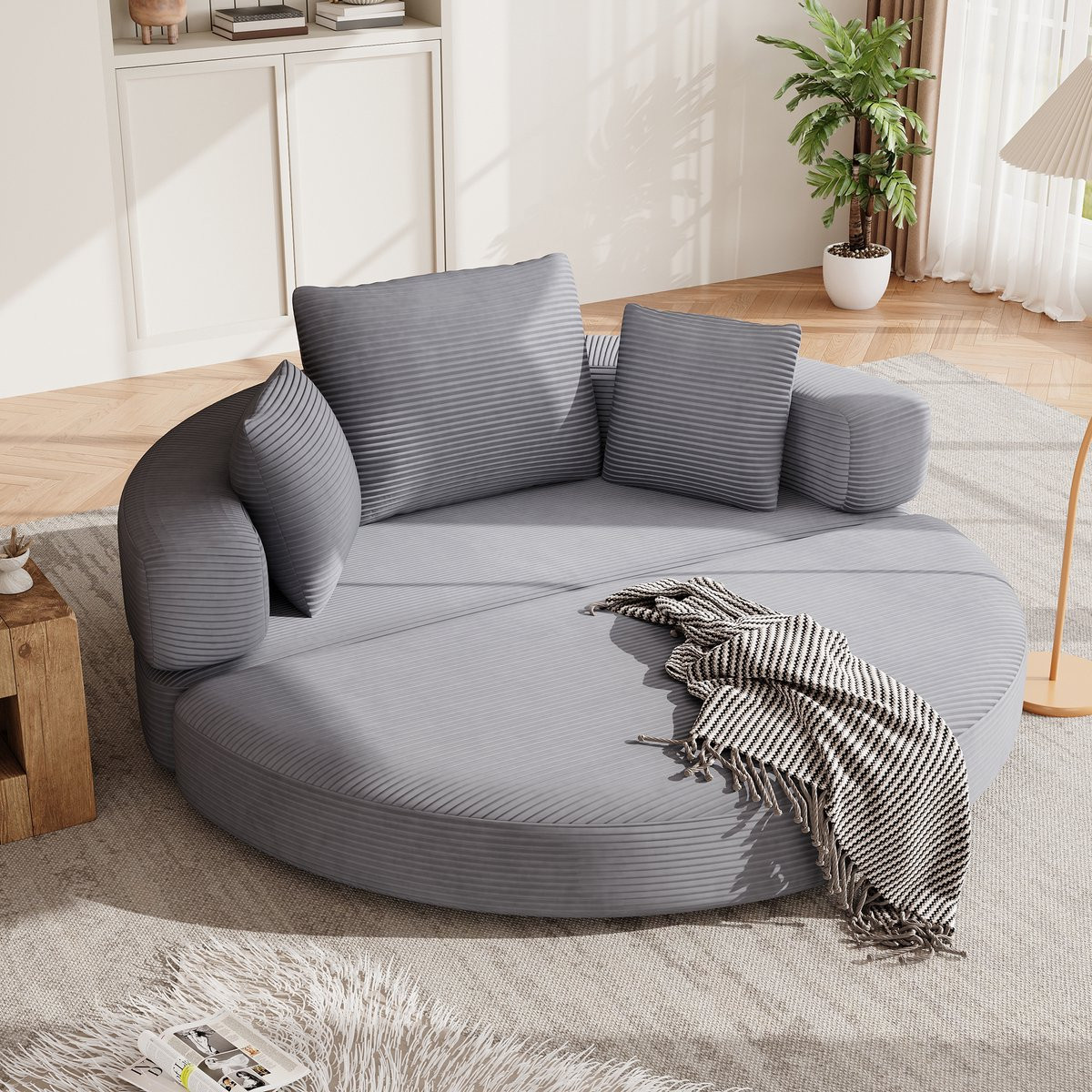 HAUSS SPOLE Slaapbank – Opvouwbare Boneless Zetel en Sofa naar Logeerbed – Cordstof Grijs