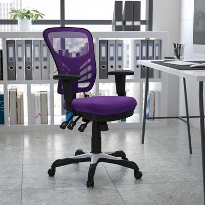 Lancaster Home Nicholas Mid-Back Blue Mesh Multifunction Executive Swivel Ergonomic Office Chair with Adjustable Arms