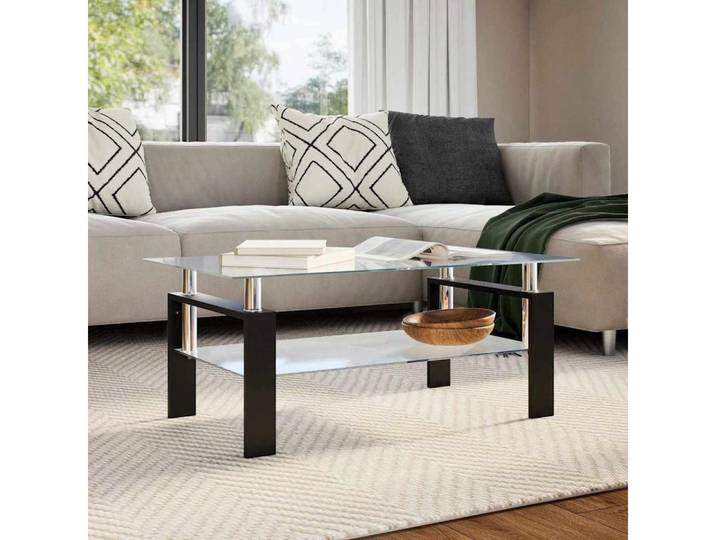 vidaXL Couchtisch vidaXL Couchtisch Grau Transparent 95x55x40 cm Hartglas