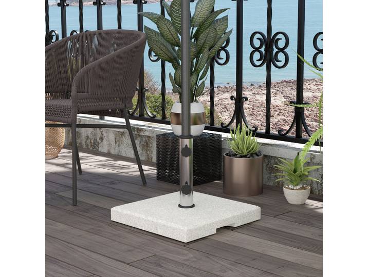 Outsunny Base Parasol 25kg Granit Acier Ø32-48mm Gris