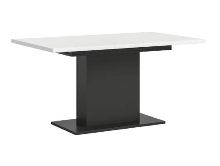 Aileenstore Esstisch Oslo ausziehbar 150-190 cm, Säulen-Fuß, Tischplatte Weiß/Gestell Grau, 150x76x90 cm