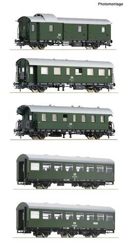 Roco 6200243 H0 5-tlg. Set: Personenzug der DR Wagenset mit fünf Personenwagen der Deutschen Reichsbahn