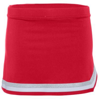 Augusta Sportswear 9146 Athletic Girls Pike Skirt in Red/White/Metallic Silver size Medium   Polyester Blend
