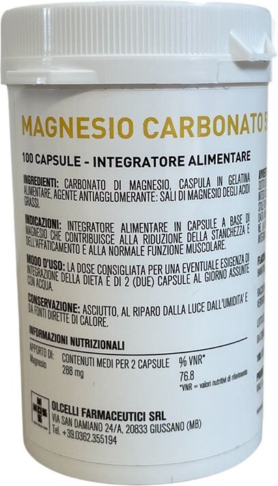 OLCELLI FARMACEUTICI Srl Magnesio Carbonato 0,5 g, 100 Capsule