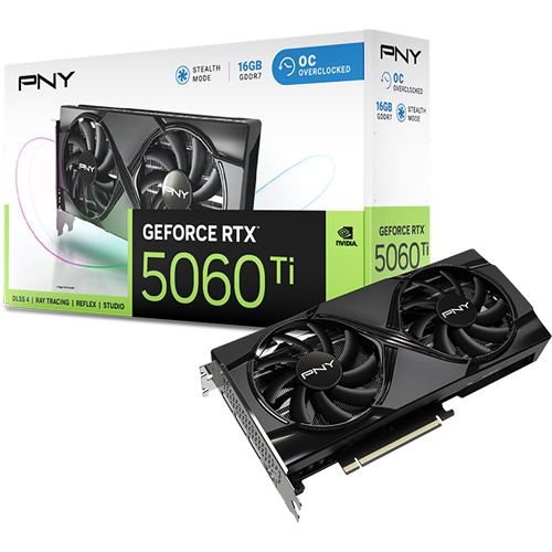 16GB PNY GeForce RTX 5060 Ti Overclocked Dual Fan Aktiv PCIe 5.0 x16 (x8) (Retail)