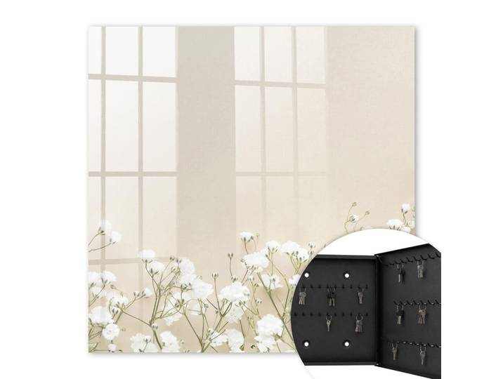 SCHLÜSSELBOX Schwarz 30x30 cm- Türöffnung nach rechts - Blumen subtil