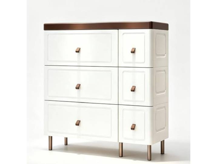 Kommode Weiße Mehrschichtige Schubladen Kompakte Platzsparende Aufbewahrungseinheit mit Mehreren Stauräumen Schlafzimmermöbel Schminktische für Wohnzimmer, Flur, Büro und Schrank 75cm,3 Layers