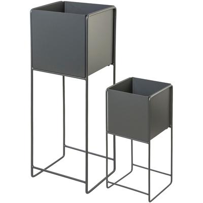 Übertopf CREATIV HOME "Pflanzgefäß", grau, B:20cm H:70cm T:20cm, Metall, Pflanzgefäße, mit Sockelrahmen
