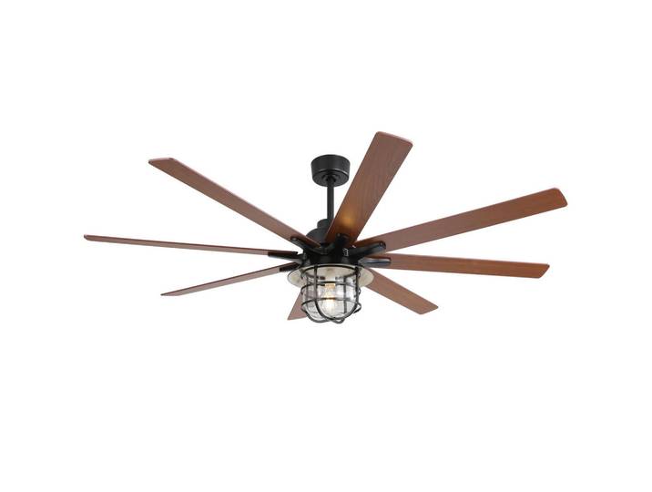 ComfortXL Deckenventilator De-16281 66 Zoll Industrie mit E27-Lampe, Schwarz, LED integrated, 168x30.8x168 cm, Lampen & Leuchten, Innenbeleuchtung, Deckenleuchten, Deckenleuchten