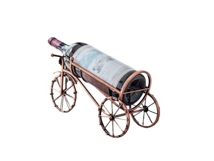 Weinhalter Weinregal aus Schmiedeeisen im Vintage-Dreirad-Stil Küche