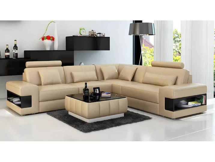 Xlmoebel Ecksofa Leder-Eckcouch in eleganter L-Form für stilvolle Wohnräume, Ecksofa, Hergestellt in Europa
