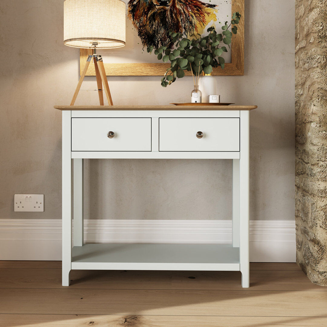 Lark Manor Casiano 85cm Solid Wood 2 Drawer Console Table Off White