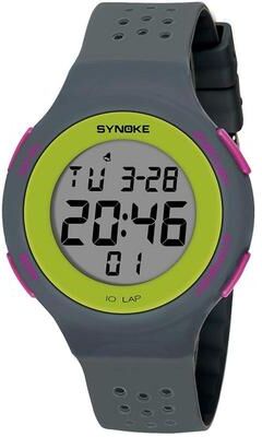 Everyday Crate SYNOKE 67866 Waterproof Sports Watch Digital LED Swimming Silicone Strap Watch gray