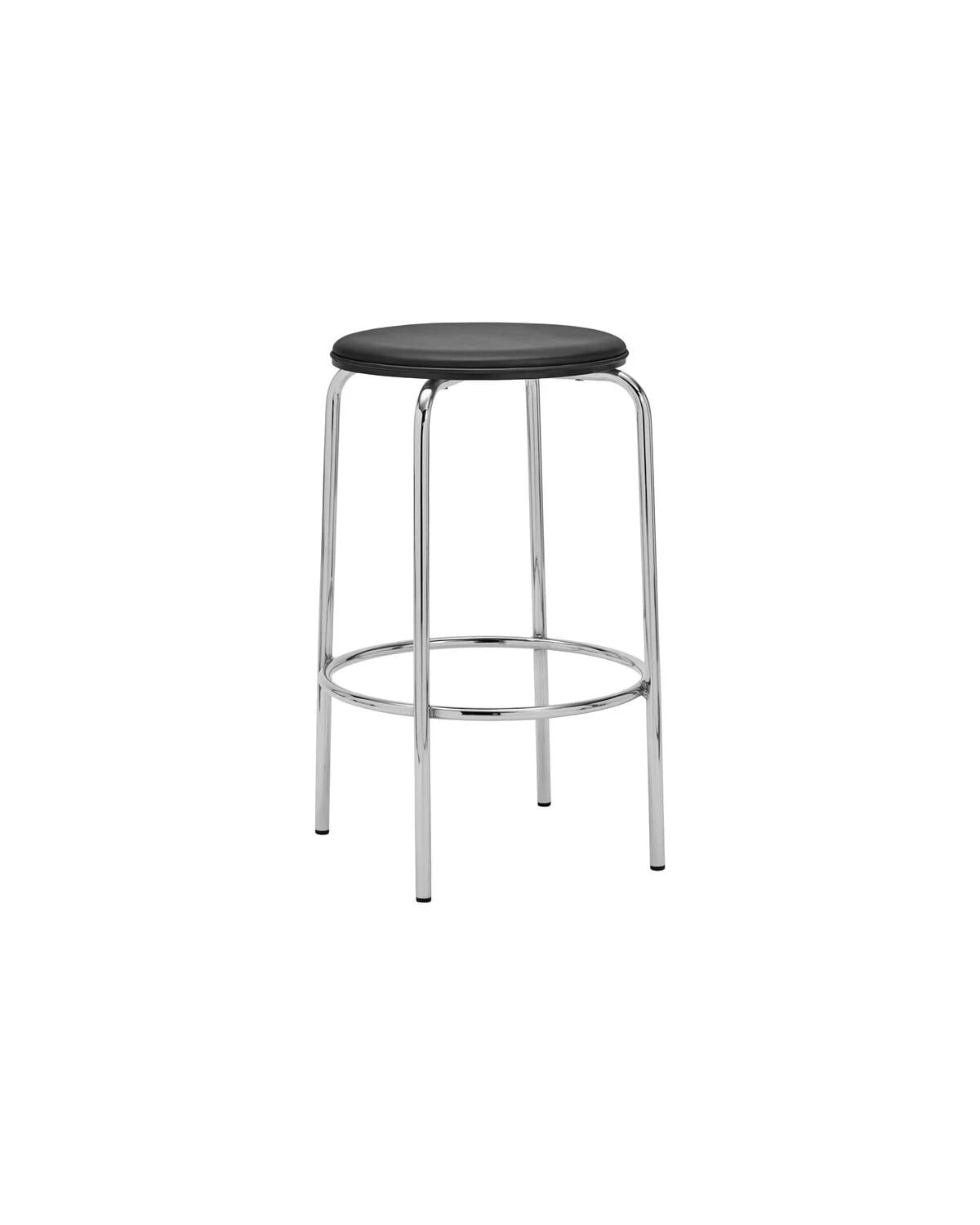 House Doctor Comma barkruk zwart/chroom met imitatieleer en metaal, B/D/H: 37 x 37 x 66 cm