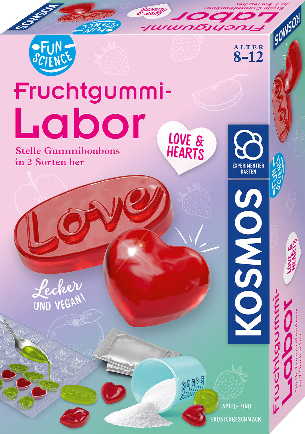 Experimentierkasten KOSMOS "Fun Science Fruchtgummi Labor Love & Hearts", rot (weiß, neutral), Experimentierkästen, Kinder, Experimentierkasten, Made in Germany