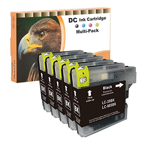 D&C LC985 compatibele inktpatronen voor Brother LC-985 BK, 5x zwart