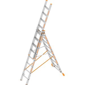 Layher Mehrzweckleiter Topic 1041, 3-teilig, mit 2 x 8 Sprossen + 1 x 8 Stufen
