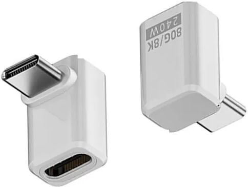 INF 240W 80Gbps USB-C Buchse auf Stecker Adapter - Rechtwinklig (2er-Pack) Weiß