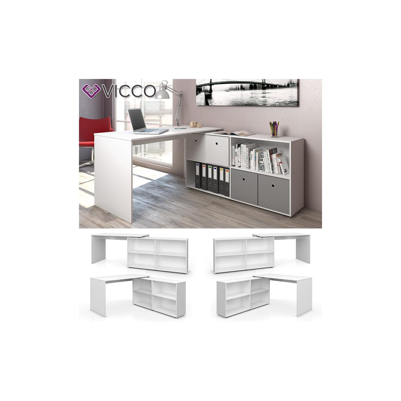 Vicco Eckschreibtisch FlexPlus Computer Bürotisch PC Schreibtisch Weiß