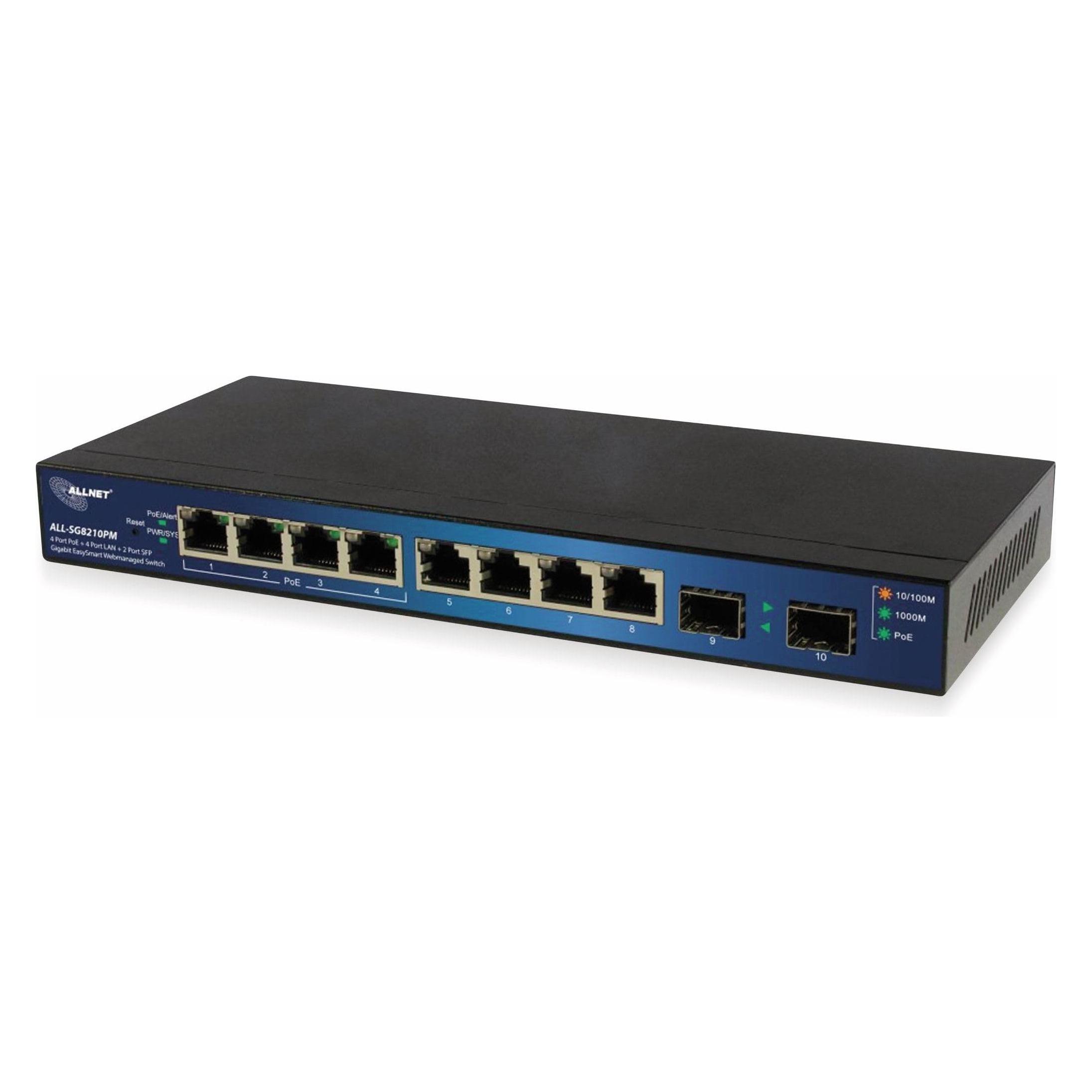 Allnet gemanaged L2 Gigabit Ethernet Energie Über Ethernet Unterstützung NetzwerkSwitch (8 Ports) (ALL-SG8210PM)