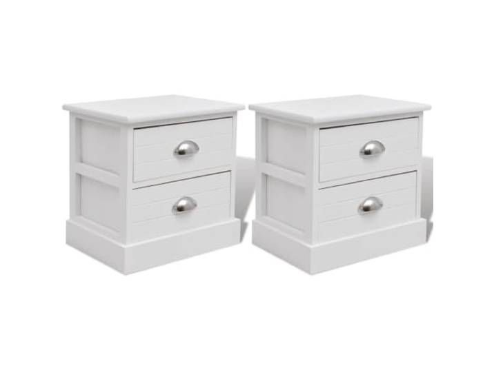 KUTYWEXFM Nachttisch 2er Set Weiss, Landhausstil Beistelltisch 38cm Kompakte Nachtschränke mit 2 Schubladen für Schlafzimmer und Wohnzimmer. Elegante Ablage im französischen Landhausdesign.