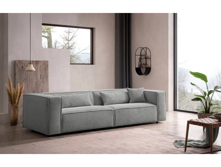 LeGer Home by Lena Gercke 3-Sitzer PIARA, Cord, Sofa mit Kedernaht, schwarze Füße, bequemer Sitzkomfort