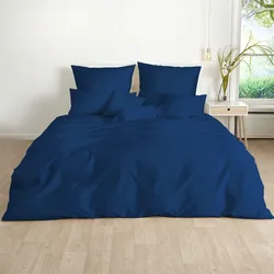 Traumschlaf Uni Mako-Satin Bettwäsche, Bettbezüge und Kissenbezüge einzeln Bettbezug einzeln 155x220 cm | marine - blau