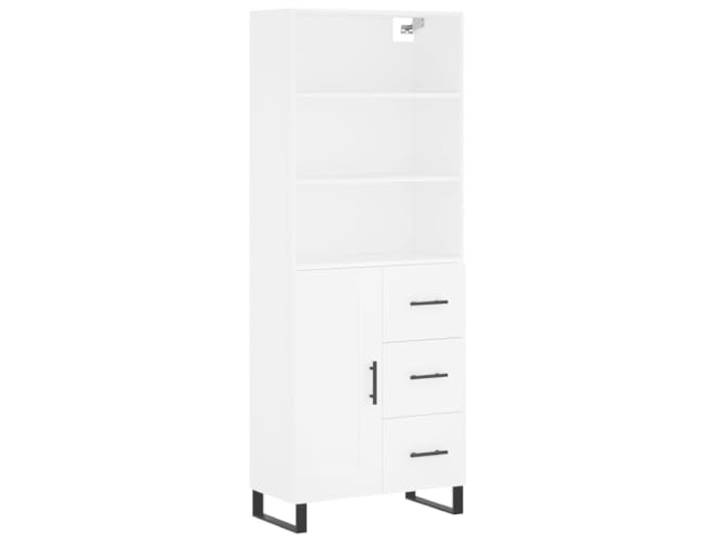 HGFDVCMR Highboard Weiß 69,5x34x180 cm Schrank aus Holzwerkstoff 2-TLG Elegantes Highboard in Weiß für Wohnzimmer und Flur, viel Stauraum mit stabilen Metallfüßen und praktischen Türen.