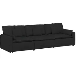 vidaXL Modulares Sofa mit Kissen Schwarz