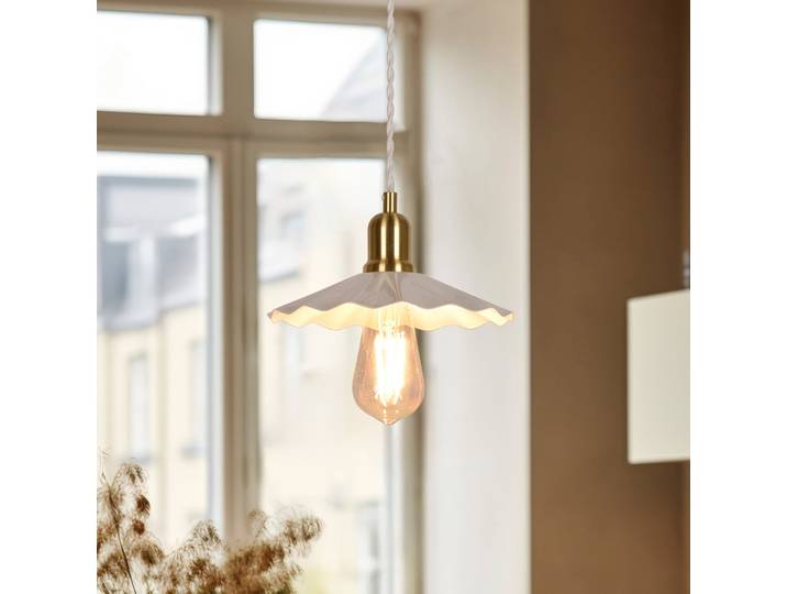 Suspension Suzette blanche Ø 22 cm - COREP SAS - Salon / séjour - Vintage / rétro - Métal - Avec abat-jour