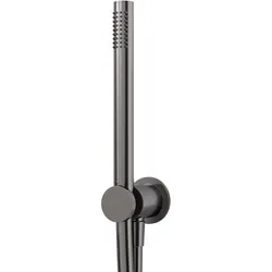 Steinberg Serie 340 Handbrausegarnitur, inklusive integrierter Brauseanschlussbogen, Brauseschlauch, Halter, 3401670BGM, Farbe: Brushed Gun Metal